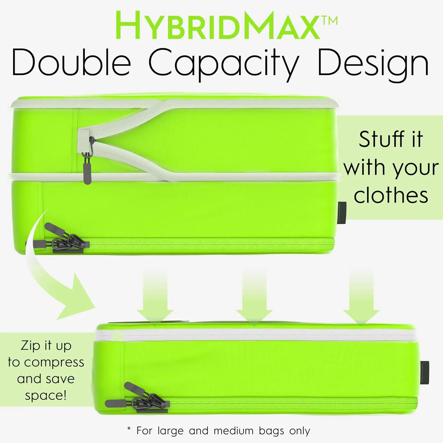 8 Set/4 Set Deluxe Compression Packing Cubes Travel - Maximize Space In Luggage With Patented HybridMax Double Capacity Design, Luxury Compressible Packing Cubes For Travel, Large, Small, & Medium
