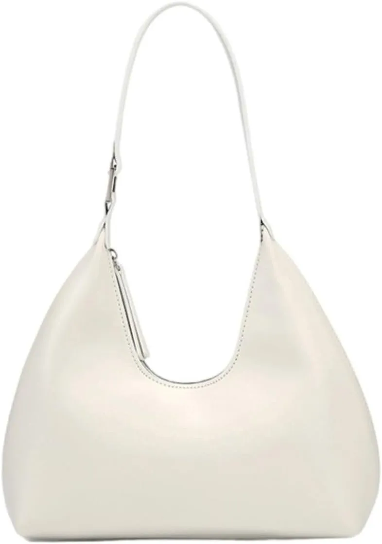 90s Vegan Leather Crescent Bag - Adjustable Y2K Crossbody & Shoulder Purse w/Detachable Chain for Women