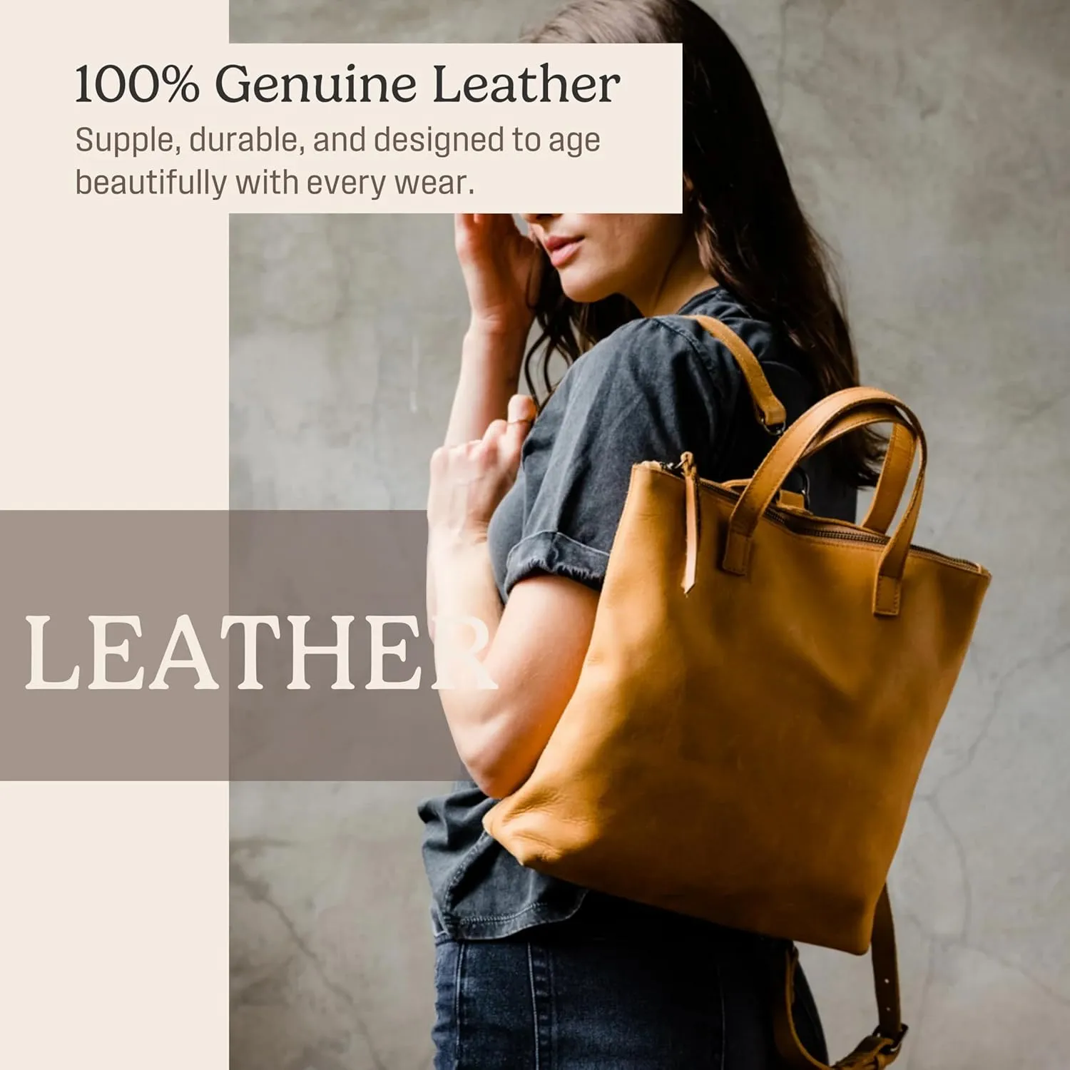 ABLE Clothing Leather Tote Bag for Women,Stylish, Handcrafted, Accessory and Utility Tote Bag with Drop Straps