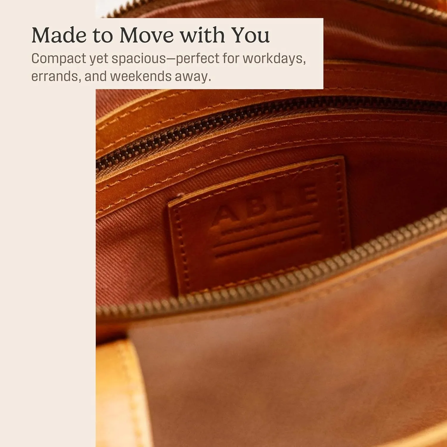 ABLE Clothing Leather Tote Bag for Women,Stylish, Handcrafted, Accessory and Utility Tote Bag with Drop Straps