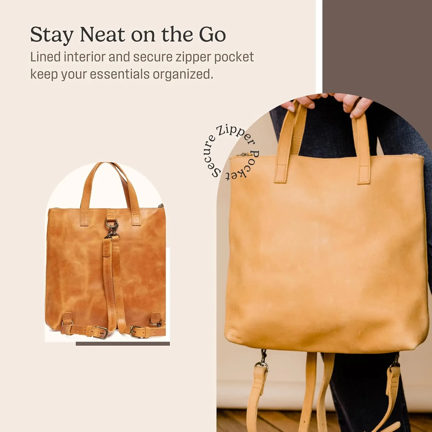 ABLE Clothing Leather Tote Bag for Women,Stylish, Handcrafted, Accessory and Utility Tote Bag with Drop Straps