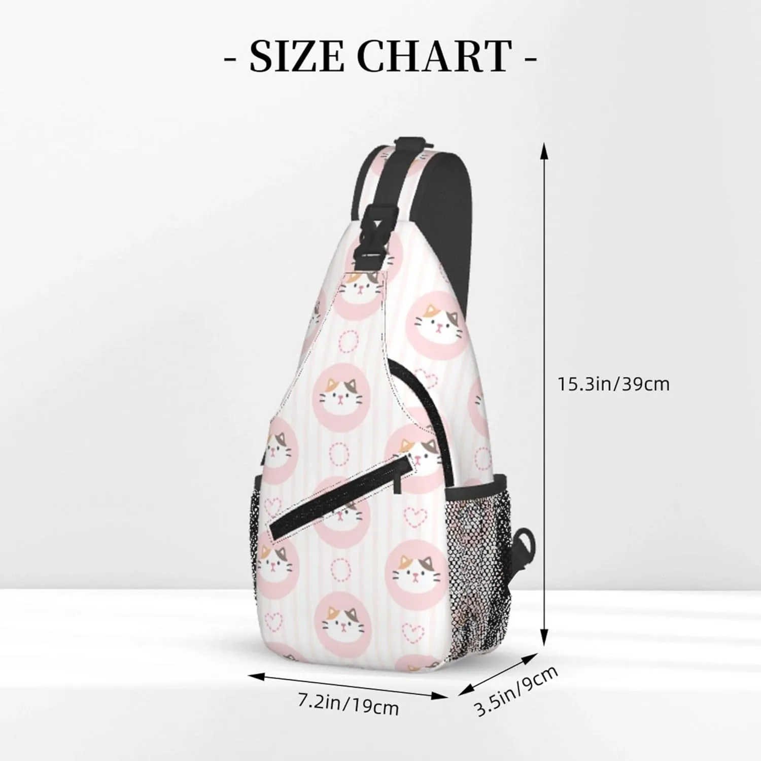 Adorable Cute Cat Love Sling Backpack Crossbody Bag, Chest Bag Daypack Fanny Pack Cross Body Bag for Outdoors Hiking Traveling