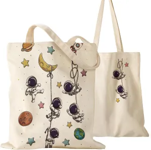 Aesthetic Canvas Tote Bag for Women - Sturdy Cloth Cotton Totes Bag with Pattern Shoulder Bag