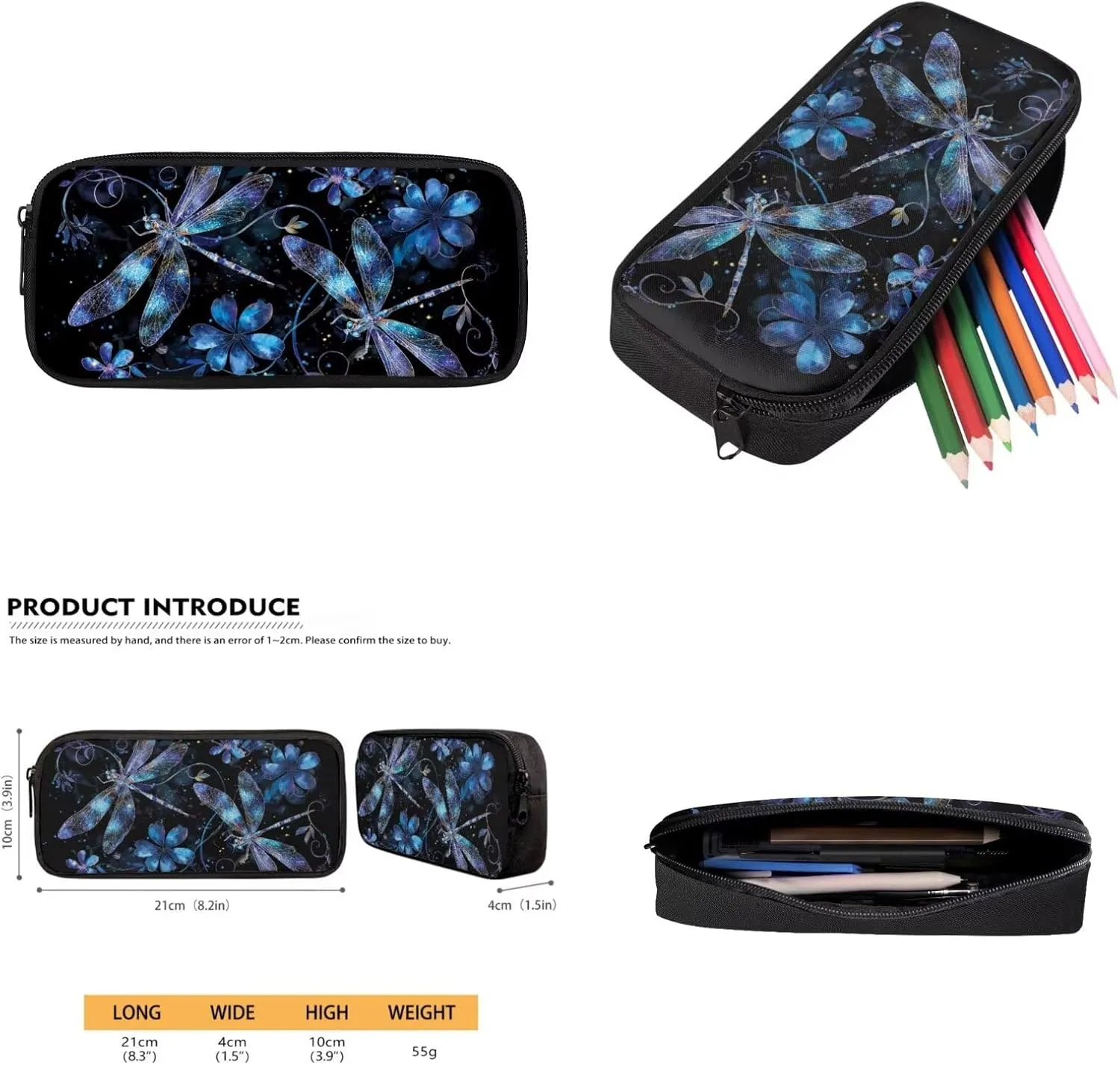 Aesthetic Dragonfly Backpack for Teen Girls 4PCS Middle School Bag Lunch Box Water Bottle Holder Set Large Capacity Book Bags Rucksack Hiking Outdoor Travel Daypack Laptop Bag