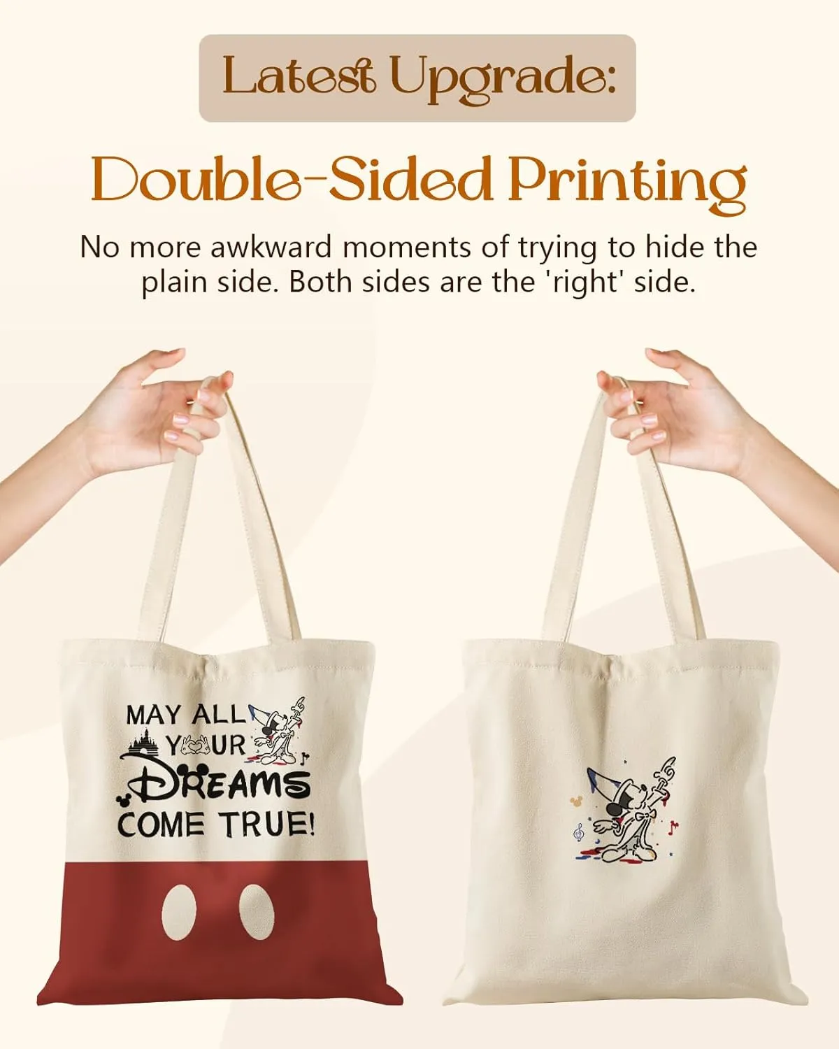 Aesthetic Tote Bag - with Magnetic Buckle and Zipper Inner Pocket for Women Lady Cloth Cotton Tote Bag