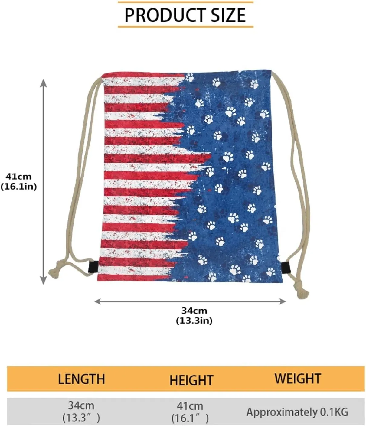 AFPANQZ Patriotic Stars and Stripes Print Training Gymsack Drawstring Backpack Lightweight Gym Pack Sling Bags Large Capacity Drawstring Bag for Mens Women, American Flag, Red Blue