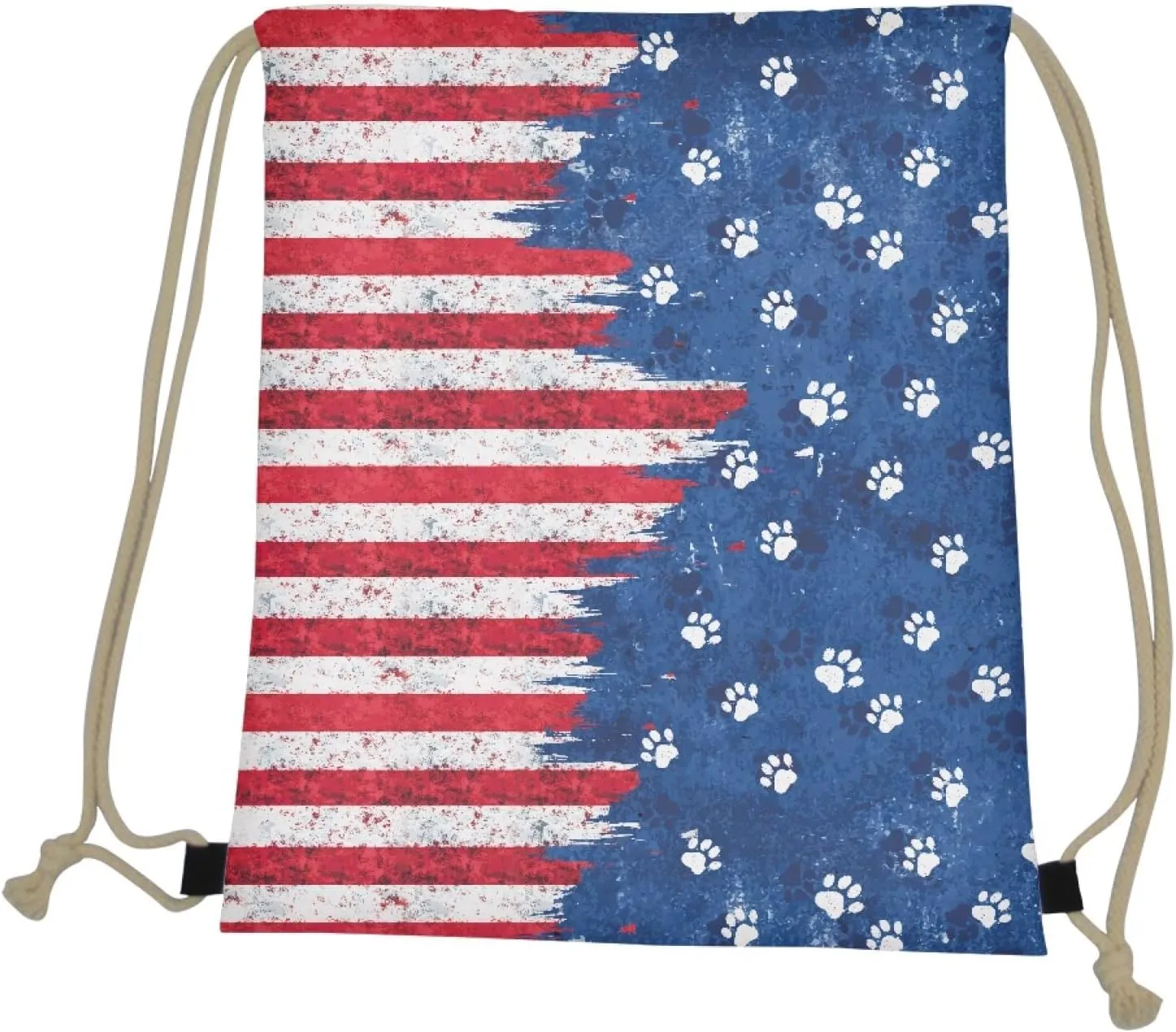 AFPANQZ Patriotic Stars and Stripes Print Training Gymsack Drawstring Backpack Lightweight Gym Pack Sling Bags Large Capacity Drawstring Bag for Mens Women, American Flag, Red Blue