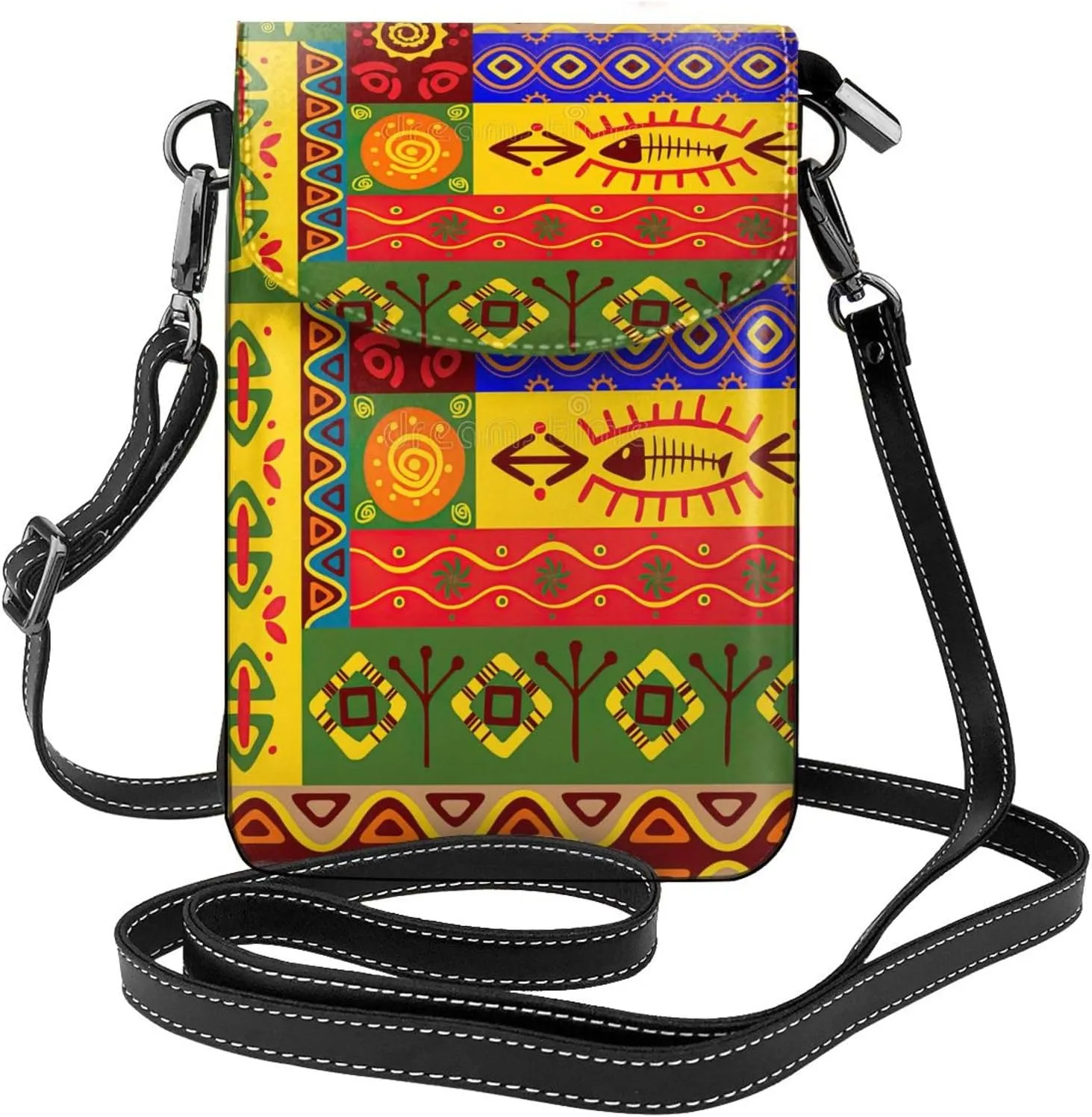 African National Patterns Lightweight Small Crossbody Bags Cell Phone Purses Travel Pouch Shoulder Bag For Women