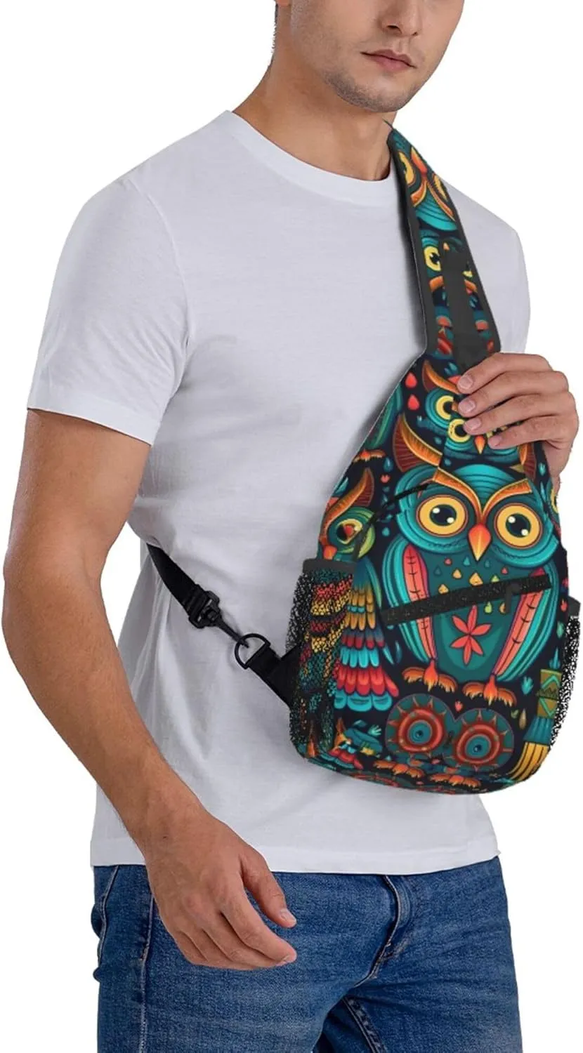 African Pattern Eagle Sling Backpack Crossbody Bag, Chest Bag Daypack Fanny Pack Cross Body Bag for Outdoors Hiking Traveling