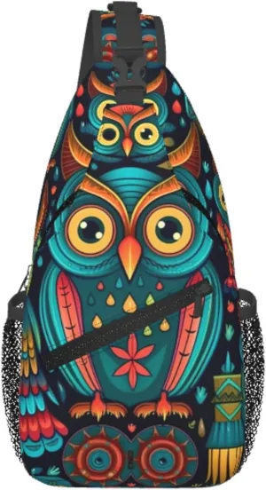 African Pattern Eagle Sling Backpack Crossbody Bag, Chest Bag Daypack Fanny Pack Cross Body Bag for Outdoors Hiking Traveling