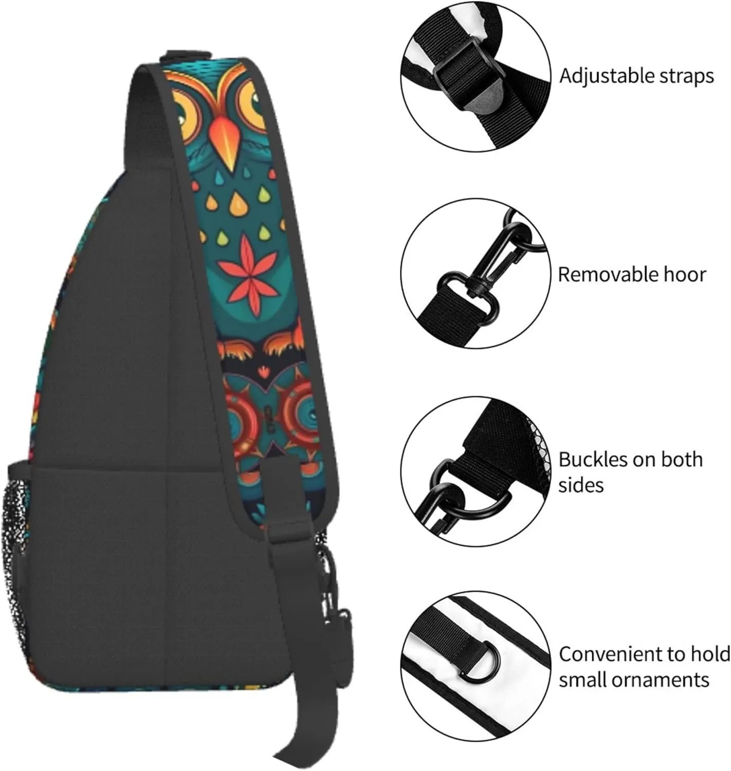 African Pattern Eagle Sling Backpack Crossbody Bag, Chest Bag Daypack Fanny Pack Cross Body Bag for Outdoors Hiking Traveling