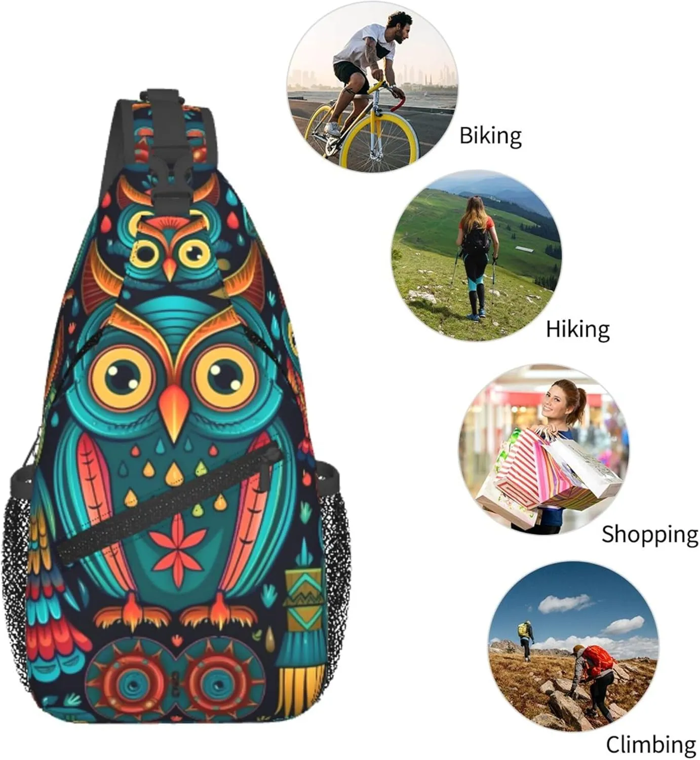 African Pattern Eagle Sling Backpack Crossbody Bag, Chest Bag Daypack Fanny Pack Cross Body Bag for Outdoors Hiking Traveling