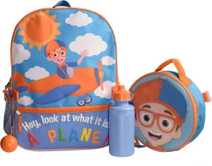 AI ACCESSORY INNOVATIONS Blippi Girls & Boys Toddler Pre-school 4 Piece Backpack Set, Kids 16" School Bag with Front Zip Pocket, Blue