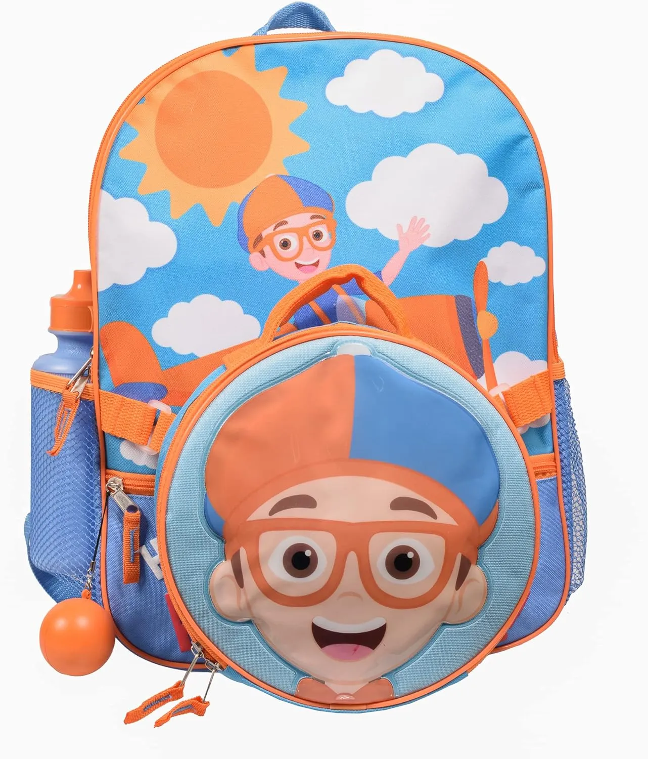 AI ACCESSORY INNOVATIONS Blippi Girls & Boys Toddler Pre-school 4 Piece Backpack Set, Kids 16" School Bag with Front Zip Pocket, Blue