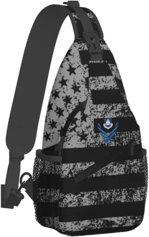 Air Force Civil Air Patrol Sling Bag for Men, Small Crossbody Sling Bags, Mini Water Resistant Shoulder Daypack for Travel, Anti Thief Chest Bag for Hiking