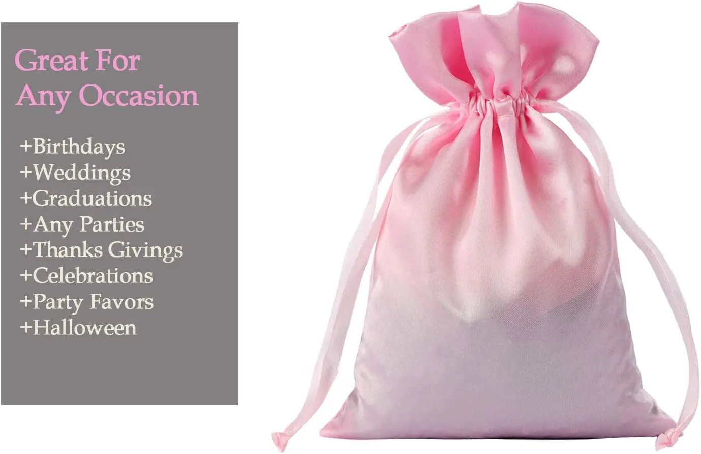 AKLVBL 30 Pack Pink Satin Gift Bags - 5 x 7 Inches Jewelry Drawstring Pouches for Weddings, Baby Showers - Silk Favor Bags