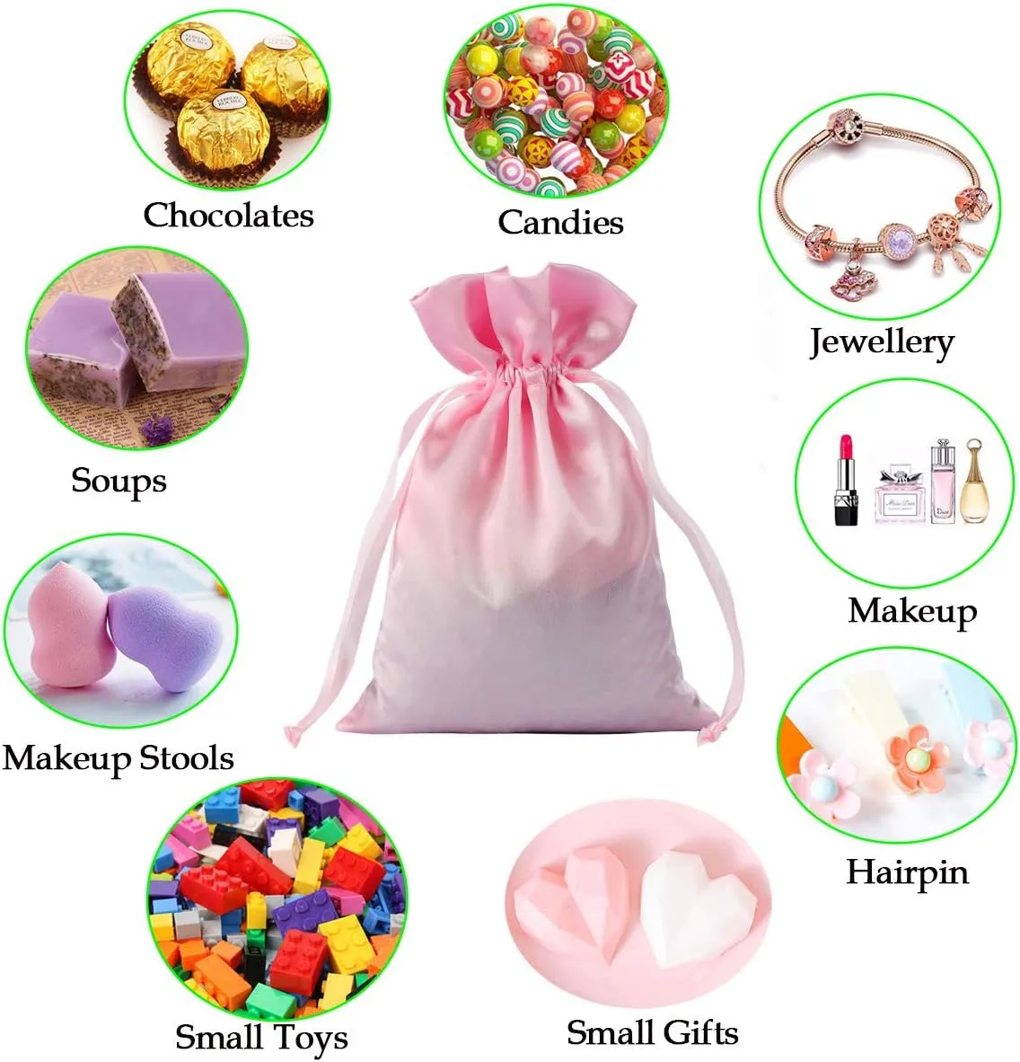 AKLVBL 30 Pack Pink Satin Gift Bags - 5 x 7 Inches Jewelry Drawstring Pouches for Weddings, Baby Showers - Silk Favor Bags