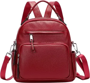 ALTOSY Genuine Leather Backpack for Women Small Convertible Backpack Purse Ladies Shoulder Bag 4 in 1 to Carry