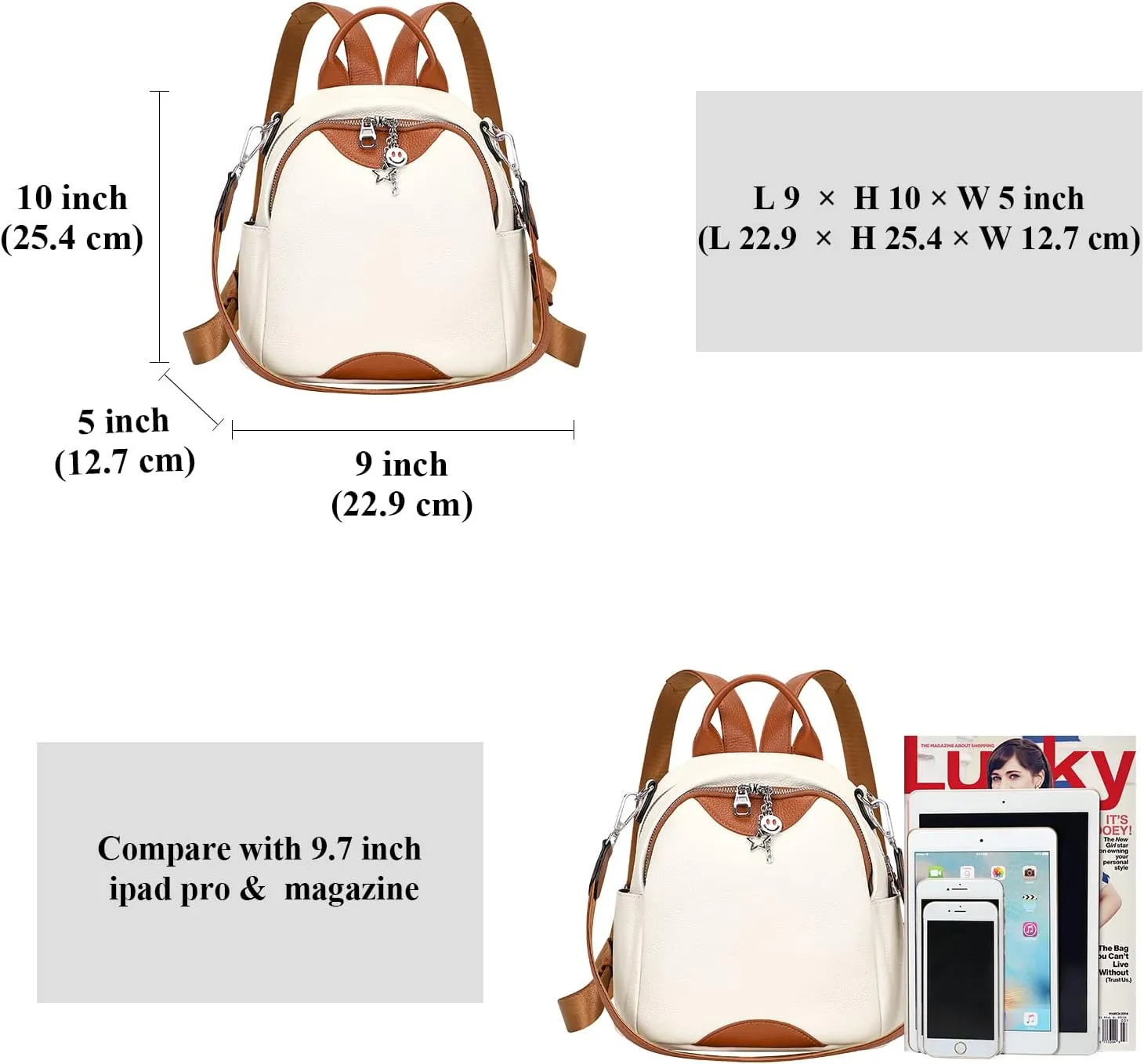 ALTOSY Soft Genuine Leather Backpack for Women Small Convertible Backpack Purse Shoulder Bag for Ladies