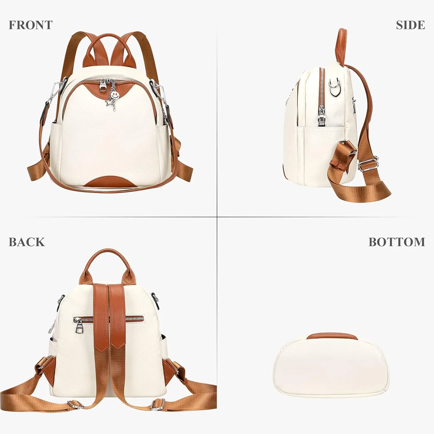 ALTOSY Soft Genuine Leather Backpack for Women Small Convertible Backpack Purse Shoulder Bag for Ladies