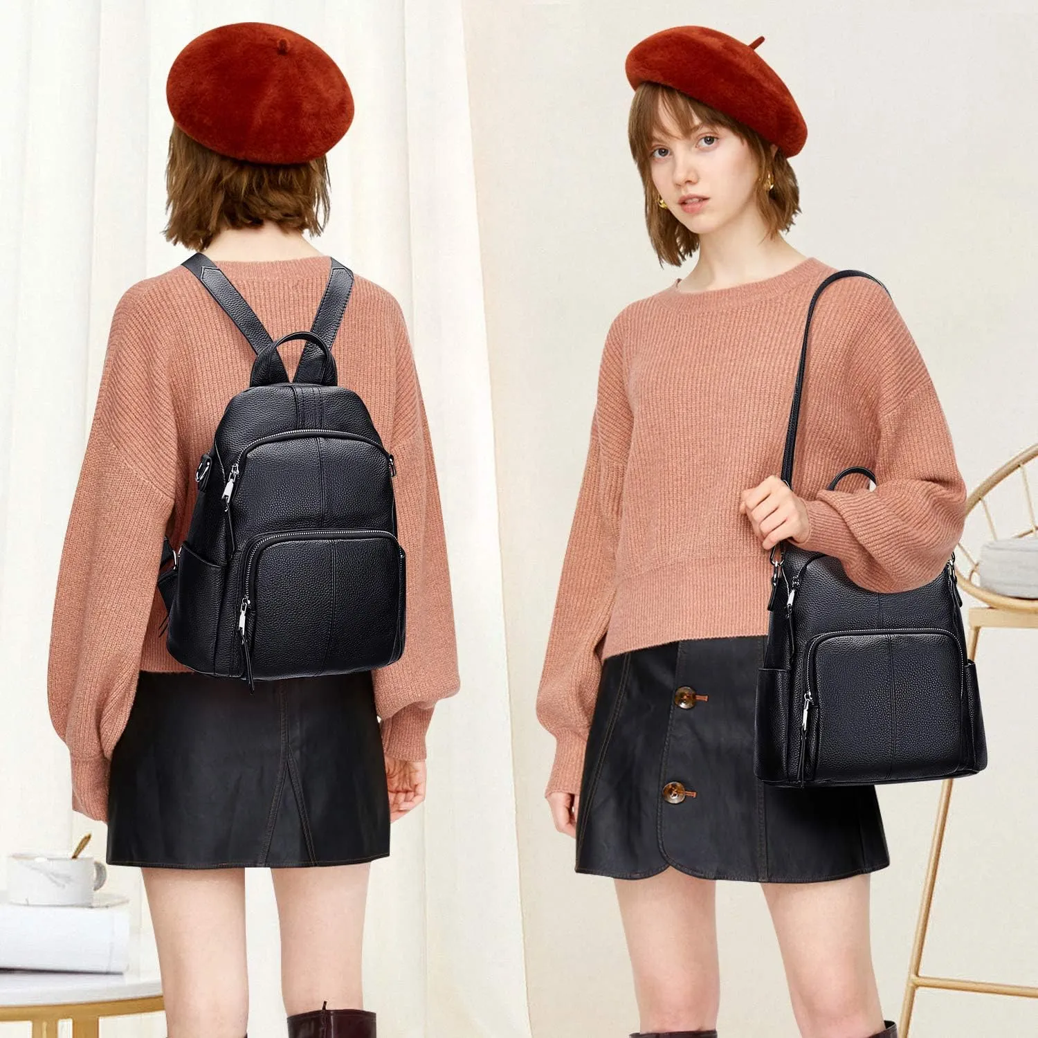 ALTOSY Soft Leather Backpack Purse For Women Backpacks Versatile Shoulder Bag
