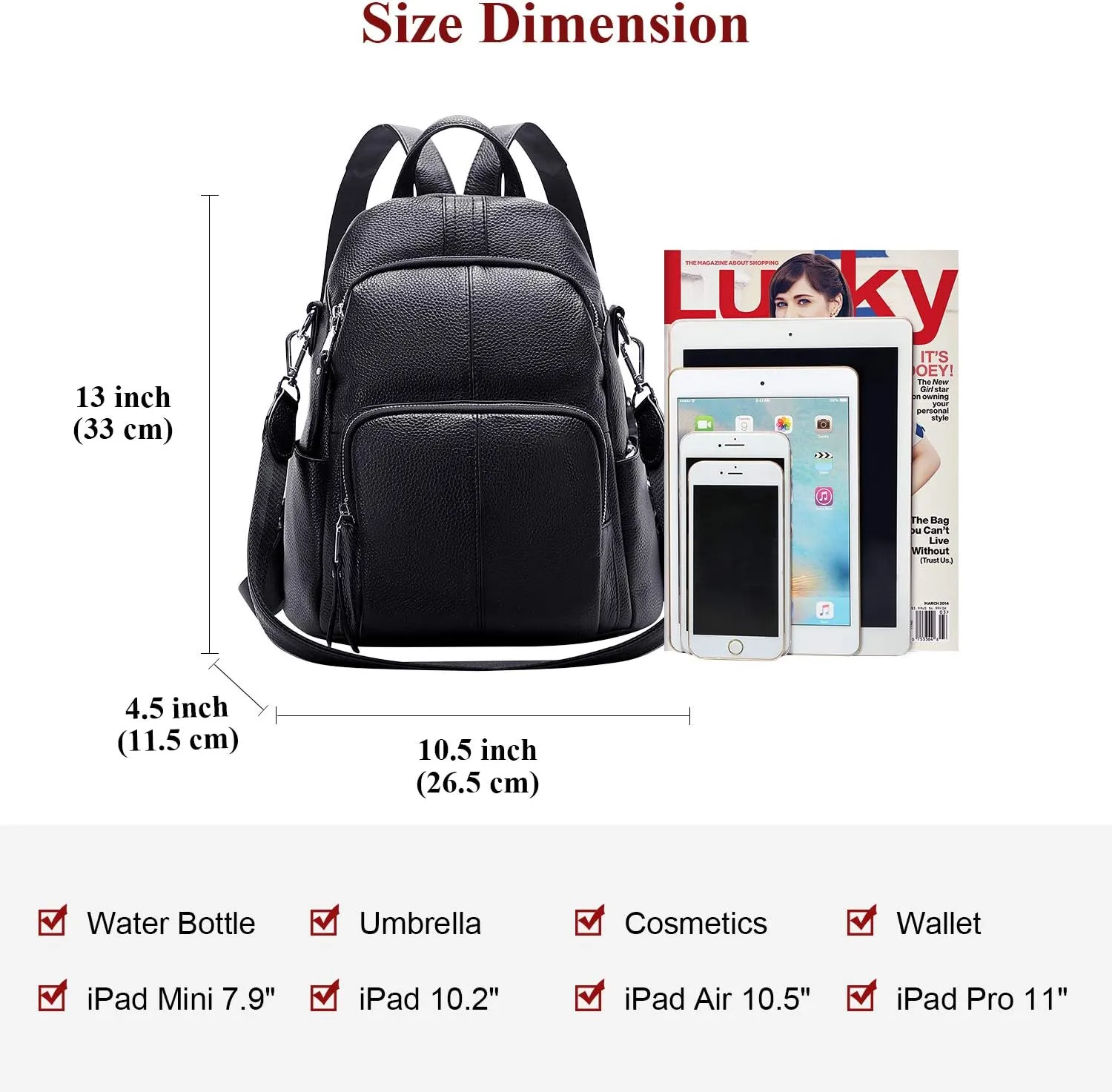 ALTOSY Soft Leather Backpack Purse For Women Backpacks Versatile Shoulder Bag