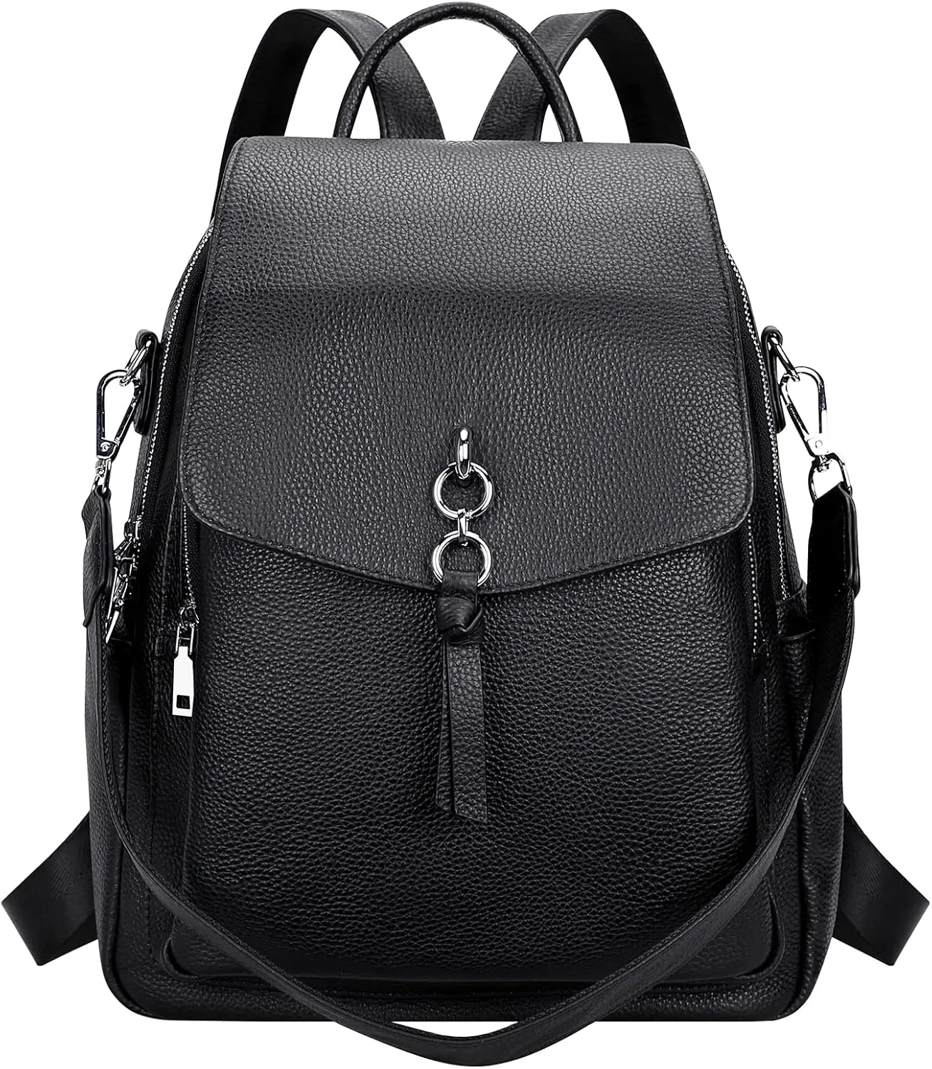 ALTOSY Women Leather Backpack Purse Fashion Convertible Ladies Shoulder Bag with Flap (S96 Classic Black)