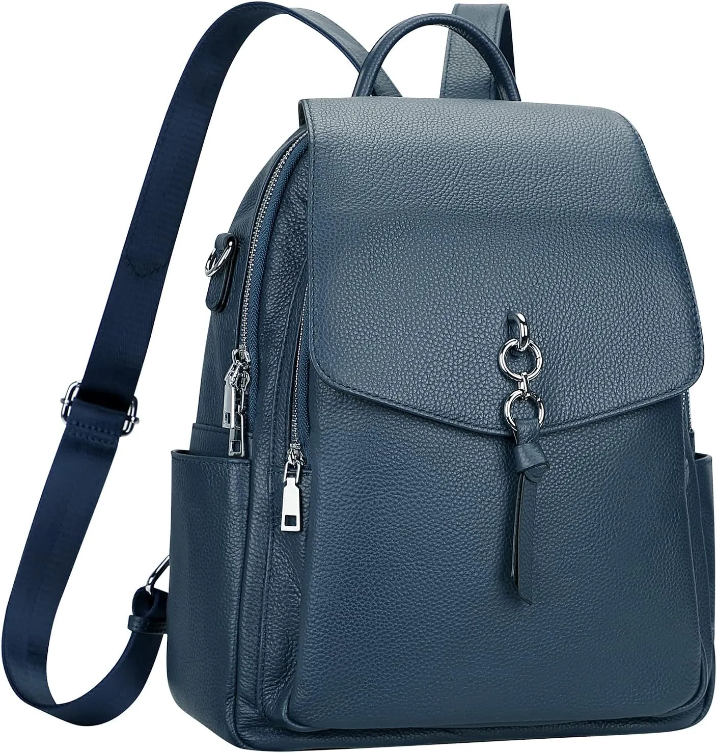 ALTOSY Women Leather Backpack Purse Fashion Convertible Ladies Shoulder Bag with Flap (S96 Indigo Blue)