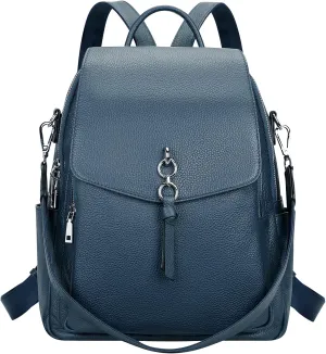 ALTOSY Women Leather Backpack Purse Fashion Convertible Ladies Shoulder Bag with Flap (S96 Indigo Blue)