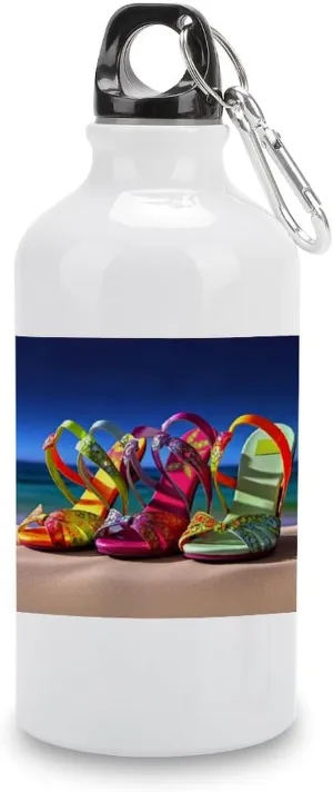 Aluminum Water Bottle Colorful Sandals Shoes Sports Bottle 400ml Leak Proof Travel Bottles Reusable Insulated Bottles with Snap Lids Lightweight Vacuum Water Flask for Gym Hiking Cycling Camping