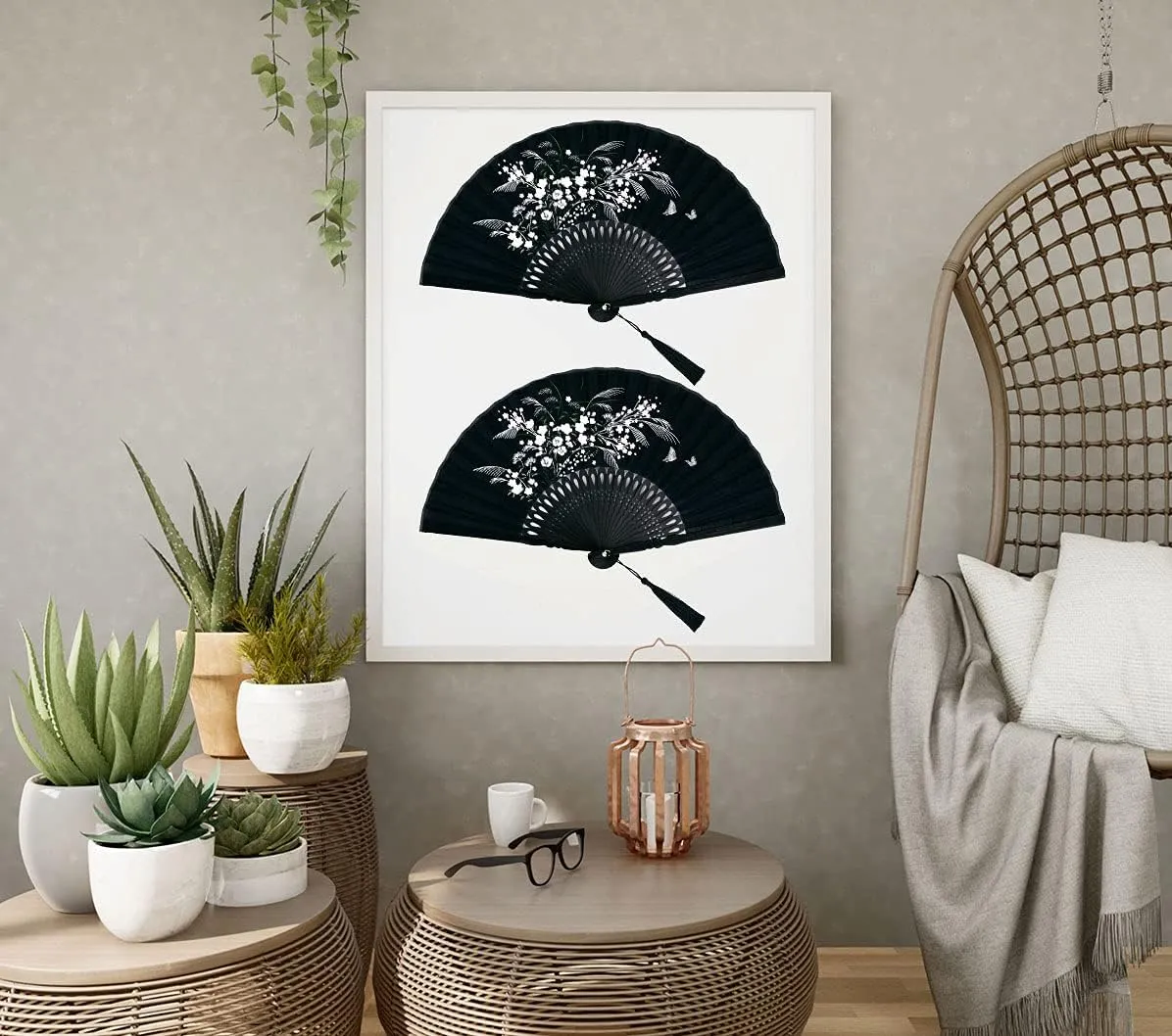Amajiji Charming Elegant Modern Woman Handmade Bamboo Silk 8.27" (21cm) Folding Pocket Purse Hand Fan (Black)