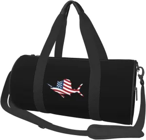 American Flag Sailfish Fish Fishing Convertible Garment Bag with Shoulder Strap, Carry on Garment Duffel Bag for Men Women - Rolling Foldable for Travel Luggage Bags (Black)
