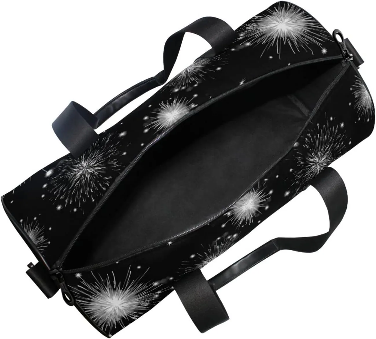 American Flag Shiny Sparkling Firework Independence Day July 4th Duffel Bag, Foldable Canvas Travel Tote for Gym Sports with Inner Pockets, Durable Lightweight Fitness Bag for Overnight Workout