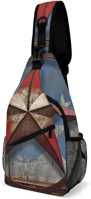 American Wastern Texas Star Crossbody Sling Bag for Women Men Sling Backpack Travel Chest Bag Pack Man Purse Shoulder Bags Daypack for Travel Hiking Cycling