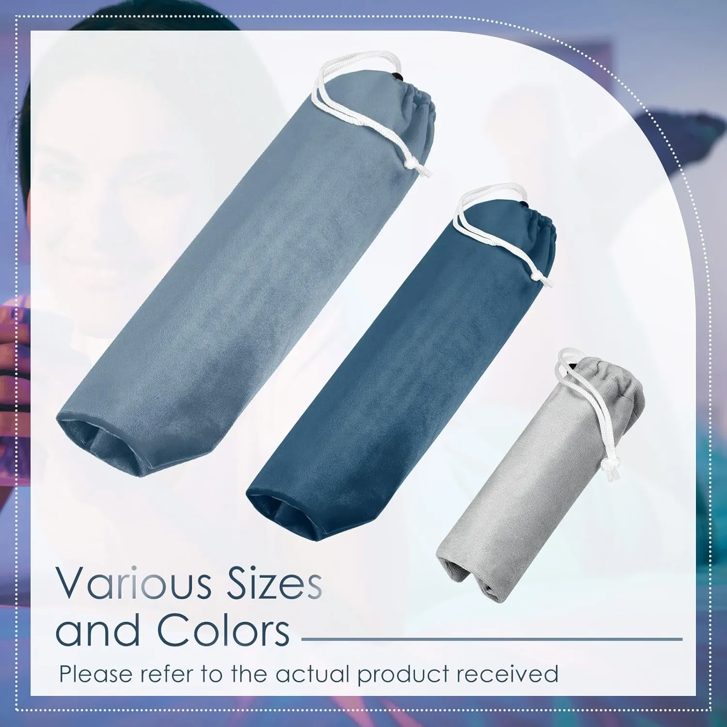 Amylove 9 Pcs Satin Game Toy Storage Bag Silk Drawstring Bags Gift Bags Pouches for Lightweight Toys Organizer Stuff Sack Foldable Travel Pouch for Women, 3 Sizes(Haze Blue Series)