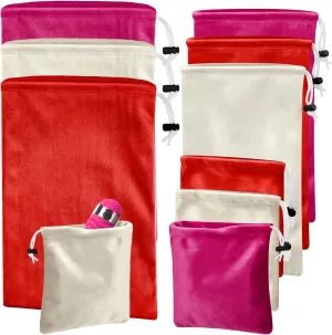 Amylove 9 Pcs Satin Game Toy Storage Bag Silk Drawstring Bags Gift Bags Pouches for Lightweight Toys Organizer Stuff Sack Foldable Travel Pouch for Women, 3 Sizes(Red, Rose Pink, White)