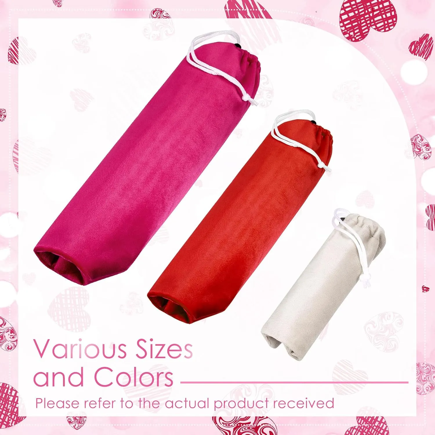 Amylove 9 Pcs Satin Game Toy Storage Bag Silk Drawstring Bags Gift Bags Pouches for Lightweight Toys Organizer Stuff Sack Foldable Travel Pouch for Women, 3 Sizes(Red, Rose Pink, White)