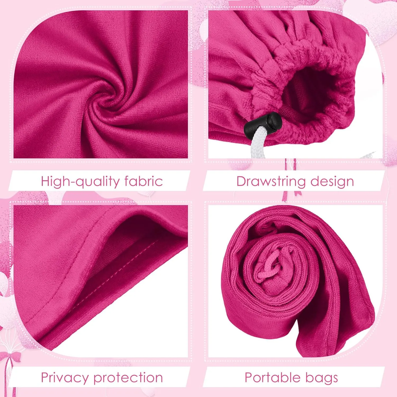 Amylove 9 Pcs Satin Game Toy Storage Bag Silk Drawstring Bags Gift Bags Pouches for Lightweight Toys Organizer Stuff Sack Foldable Travel Pouch for Women, 3 Sizes(Red, Rose Pink, White)