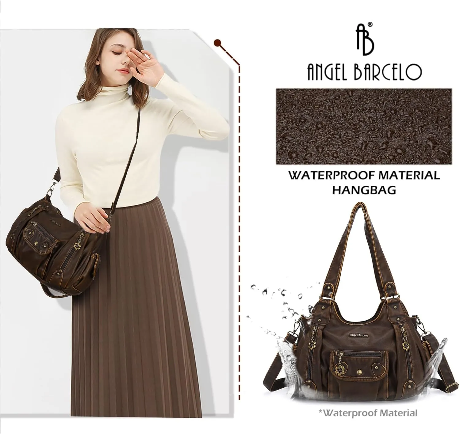 Angel Barcelo Womens Purses and Handbags PU Leather Shoulder Bag Fashion Hobo Bags for Girls