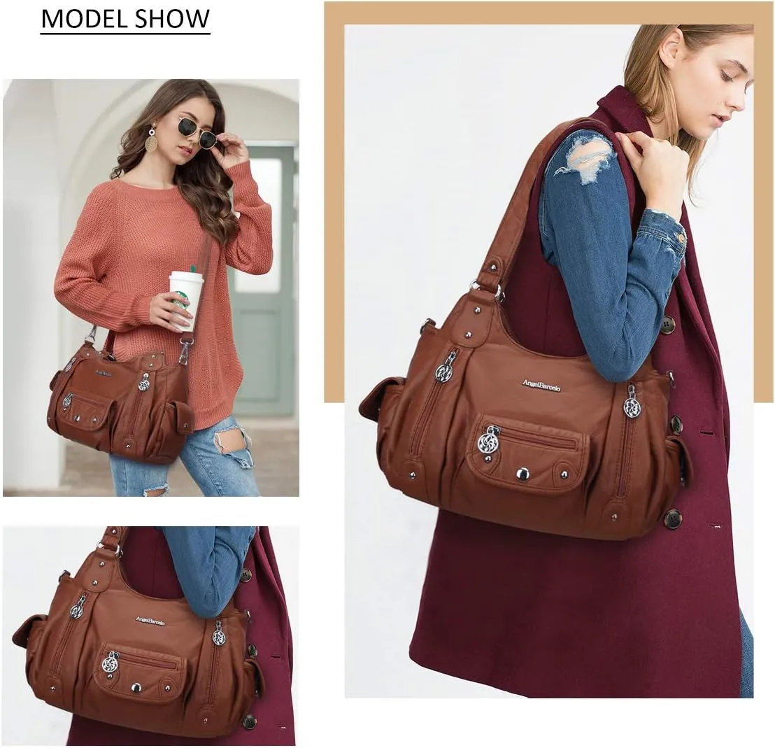 Angel Barcelo Womens Purses and Handbags PU Leather Shoulder Bag Fashion Hobo Bags for Girls