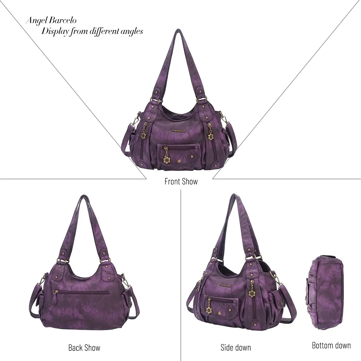 Angel Barcelo Womens Purses and Handbags PU Leather Shoulder Bag Fashion Hobo Bags for Girls