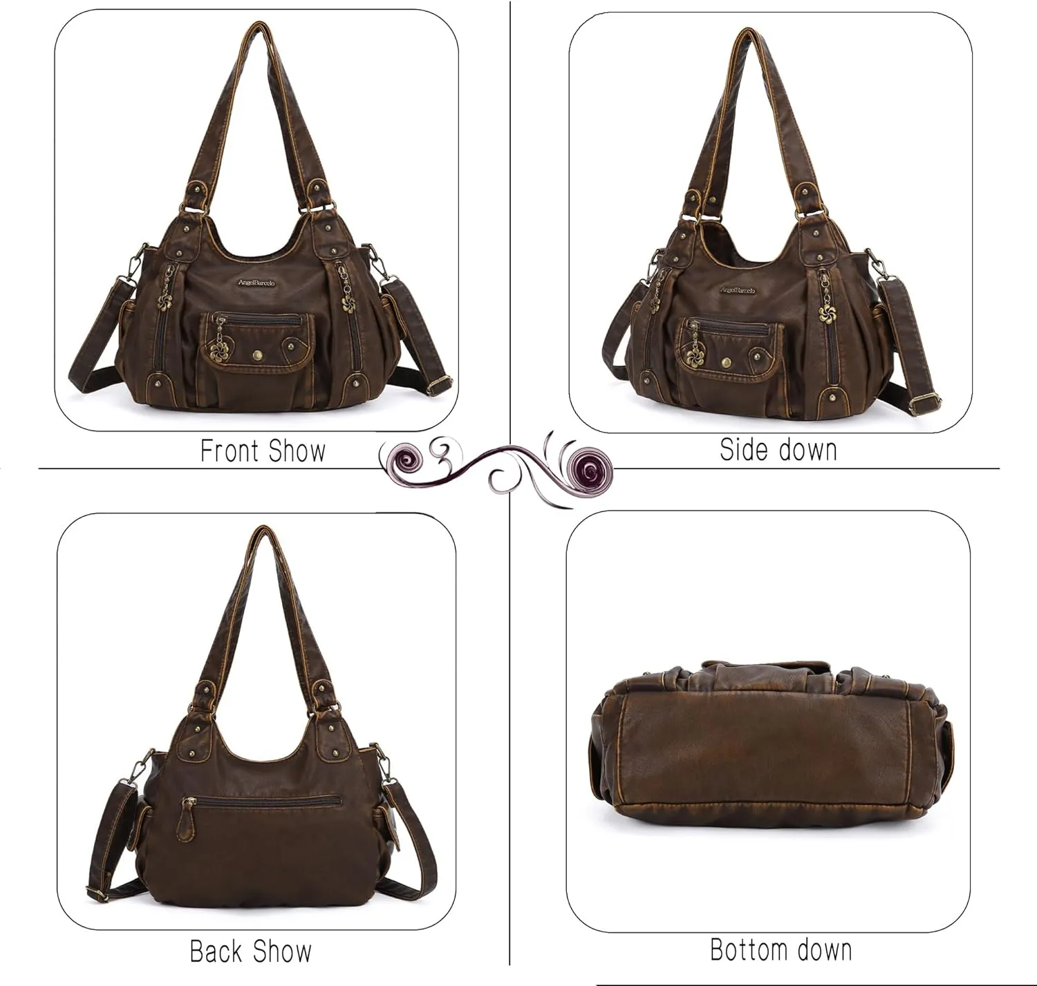 Angel Barcelo Womens Purses and Handbags PU Leather Shoulder Bag Fashion Hobo Bags for Girls
