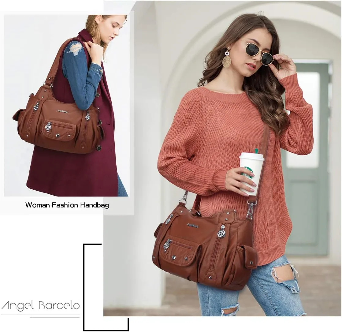 Angel Barcelo Womens Purses and Handbags PU Leather Shoulder Bag Fashion Hobo Bags for Girls