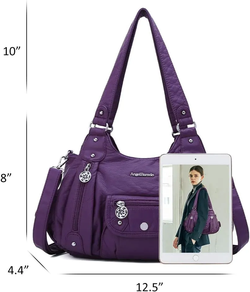 Angel Barcelo Womens Purses and Handbags PU Leather Shoulder Bag Fashion Hobo Bags for Girls