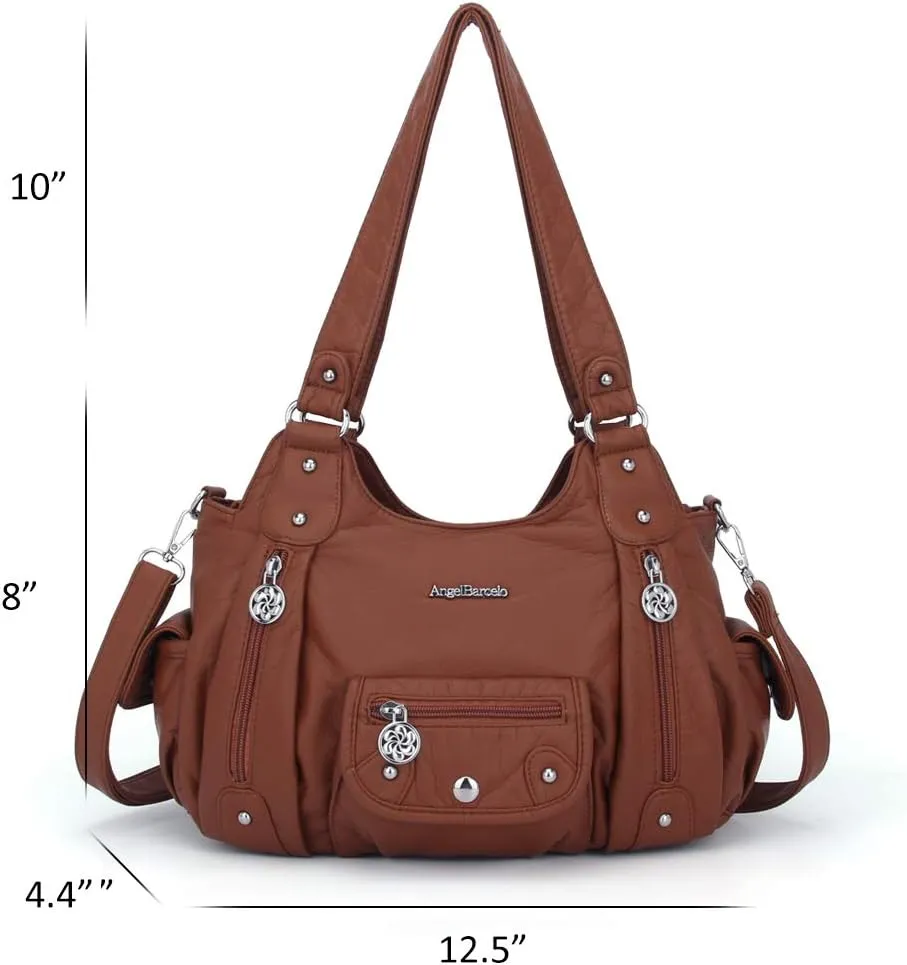 Angel Barcelo Womens Purses and Handbags PU Leather Shoulder Bag Fashion Hobo Bags for Girls