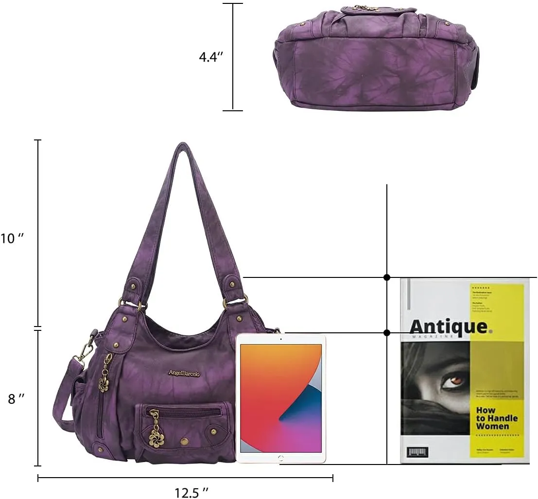 Angel Barcelo Womens Purses and Handbags PU Leather Shoulder Bag Fashion Hobo Bags for Girls