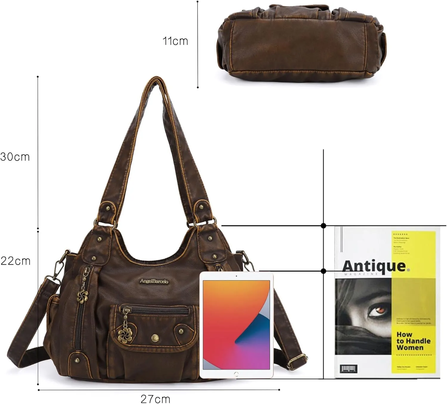 Angel Barcelo Womens Purses and Handbags PU Leather Shoulder Bag Fashion Hobo Bags for Girls