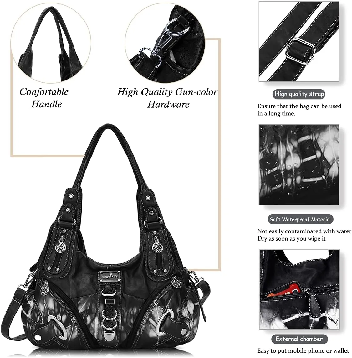 Angelkiss Hobo Purses and handbags for Women Satchel Handbag Women Purses Large Daily Shoulder Bags