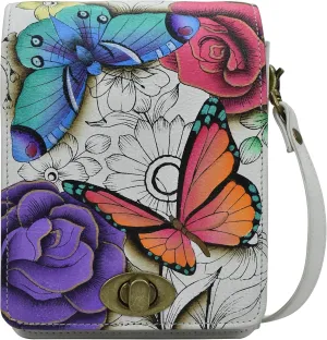 Anna by Anuschka Women's Hand-painted Leather Flap Convertible Crossbody Belt Bag