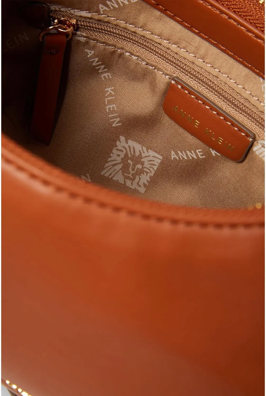 Anne Klein Convertible Crescent Shoulder Bag w/Braided Trim
